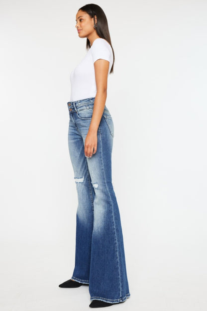 High Rise Wide Waistband Flare Jeans by Kancan