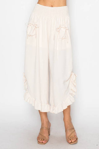 Elastic Waist Bloomer Pants OLS-4961BEIGE: BEIGE / L