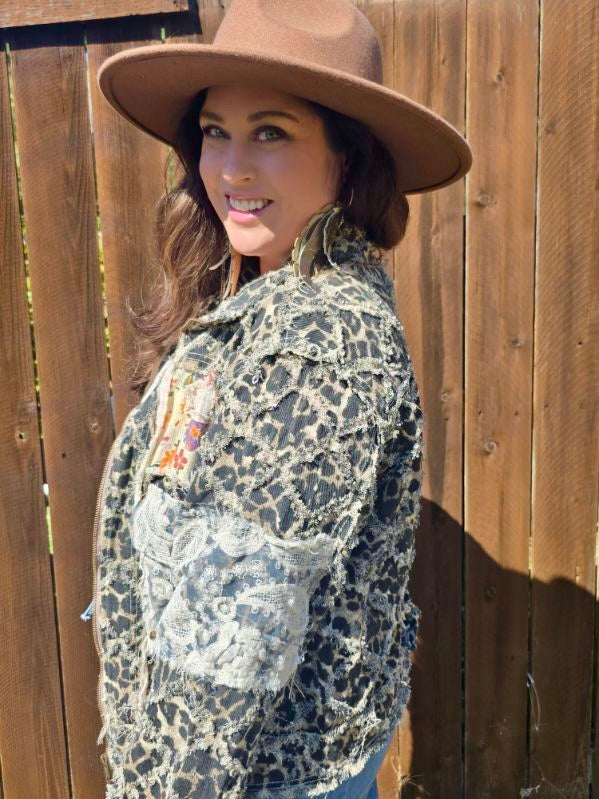 POL Lace and Leopard Jacket