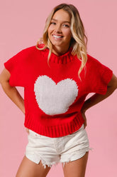 BiBi Rib Banded Heart Pattern Valentines Sweater