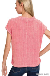 Zenana Chenille Waffle Short Sleeve Sweater