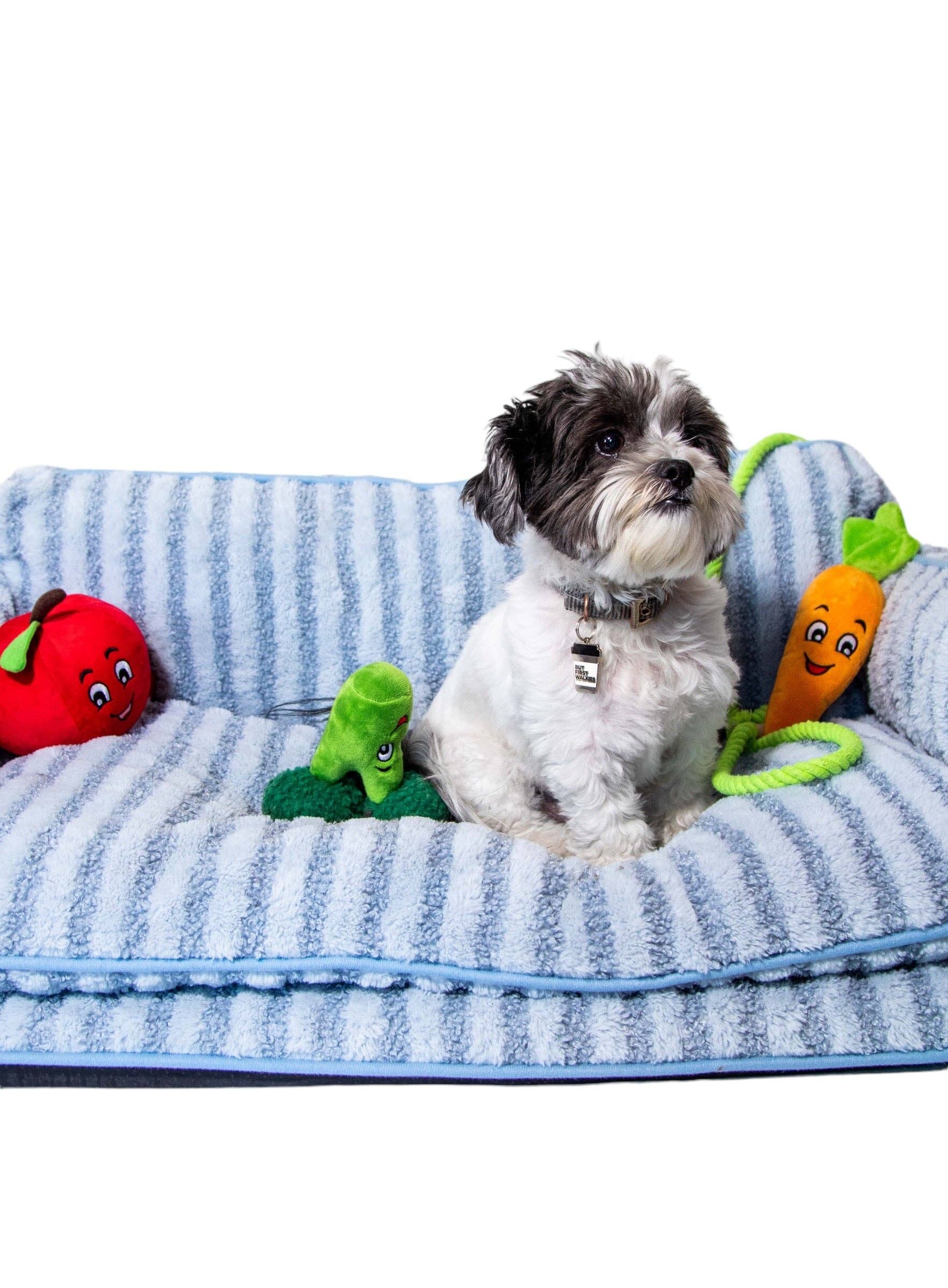 Luxury Light Blue Striped Sofa Dog Bed