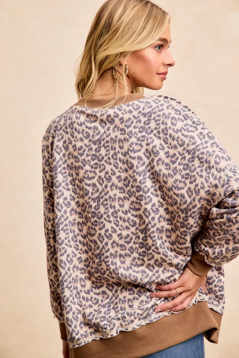 BiBi Leopard Printed French Terry Sweatshirt