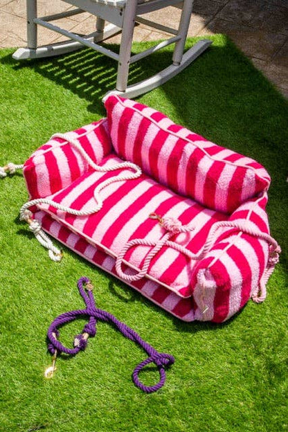 Pretty Pink Striped Dog Bed