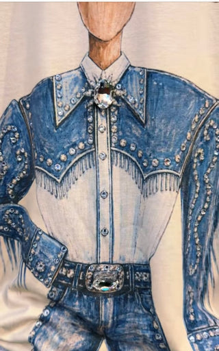 Rhinestone Denim & Diamonds Cowboy Western Graphic Tee