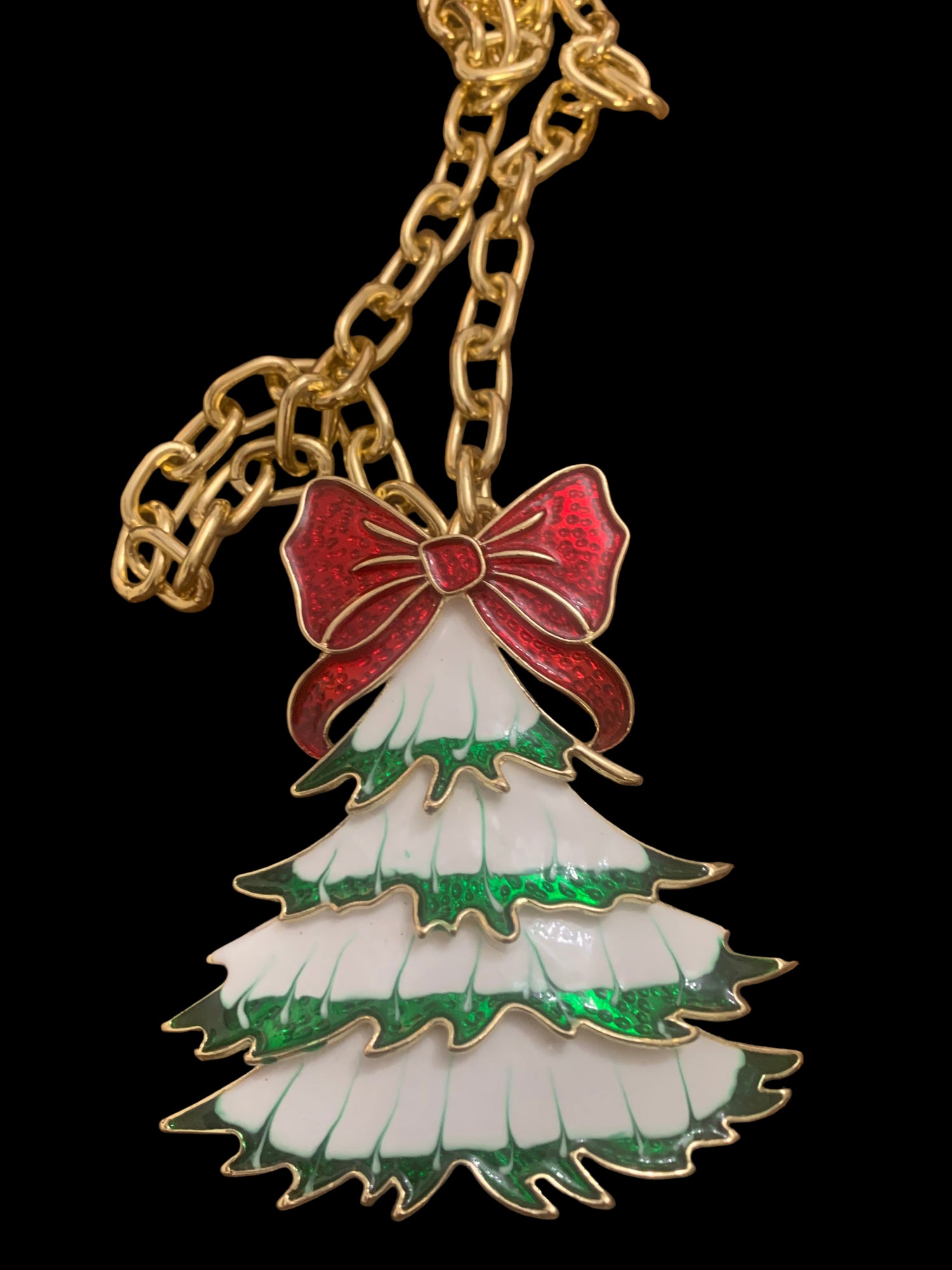 Jeweled Large Christmas Tree Necklace