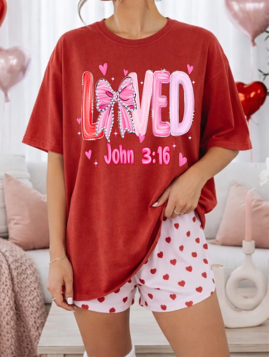 Loved John 3:16 Bow Graphic Tee