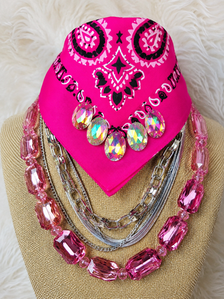 Hot Pink Rebel Crystal Bandana by Sandra Ling Designs