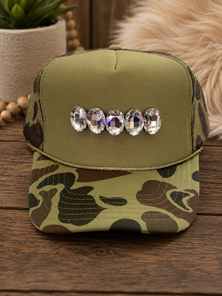 Camo Sparkle Crystal Rhinestone Hat