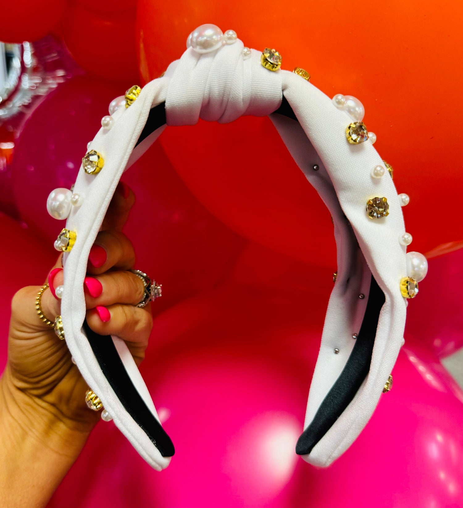 White Rhinestone Pearl Headband - Pirates and Pearls Boutique