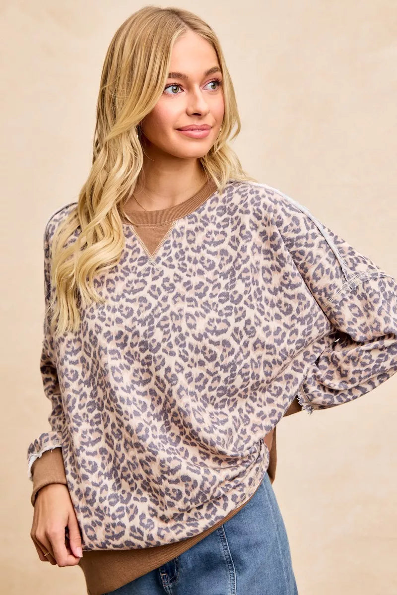 BiBi Leopard Printed French Terry Sweatshirt