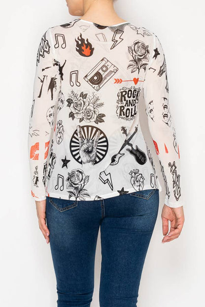 White Rock N Roll Mesh Top