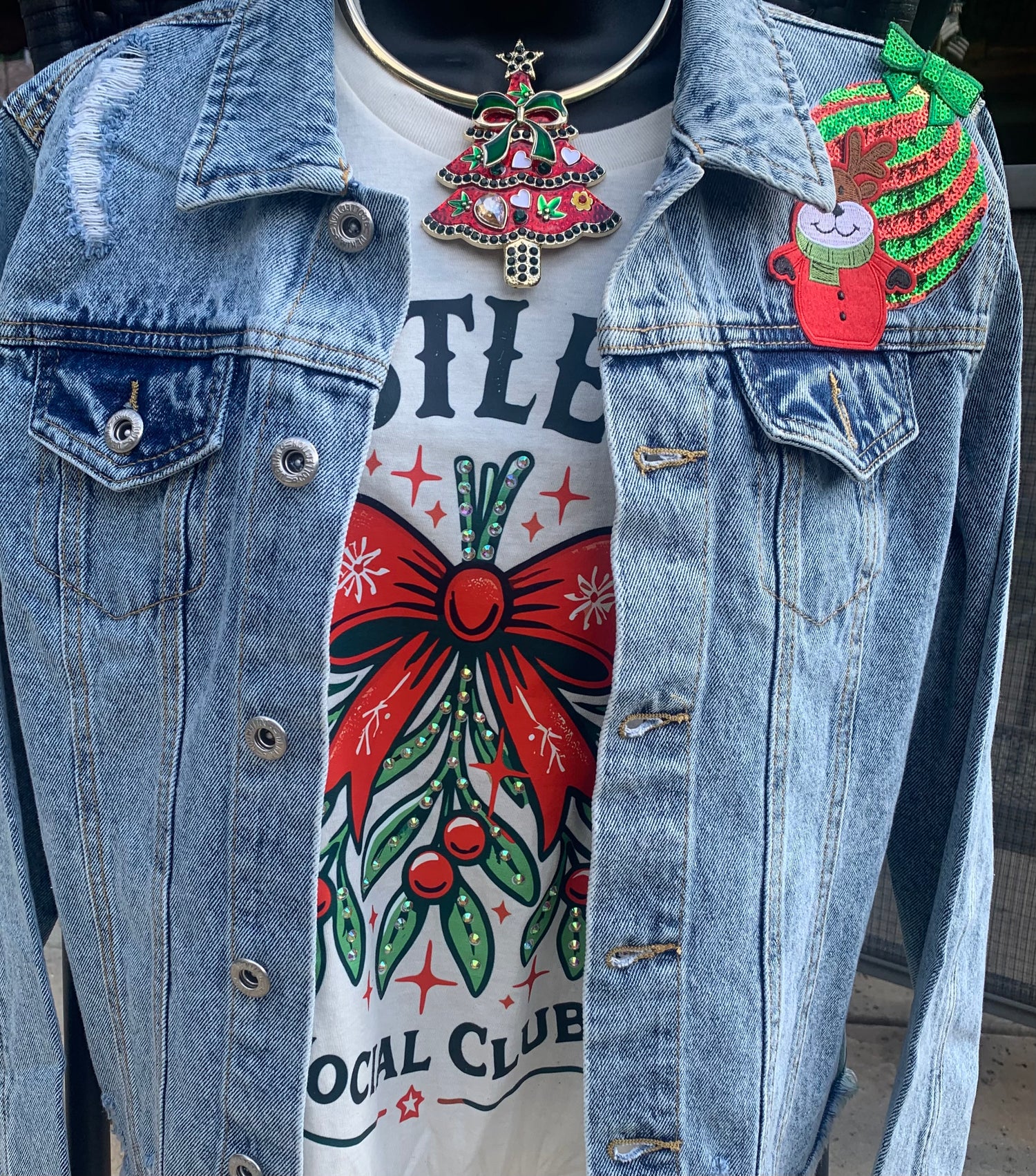 Jolly Vibes Only - Santa Denim Custom Jacket