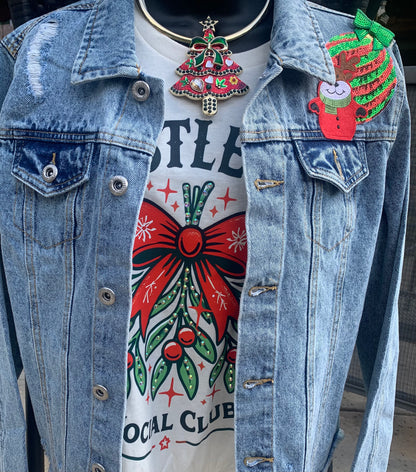 Jolly Vibes Only - Santa Denim Custom Jacket