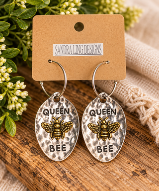 Queen Bee Hammered Hoop Earrings