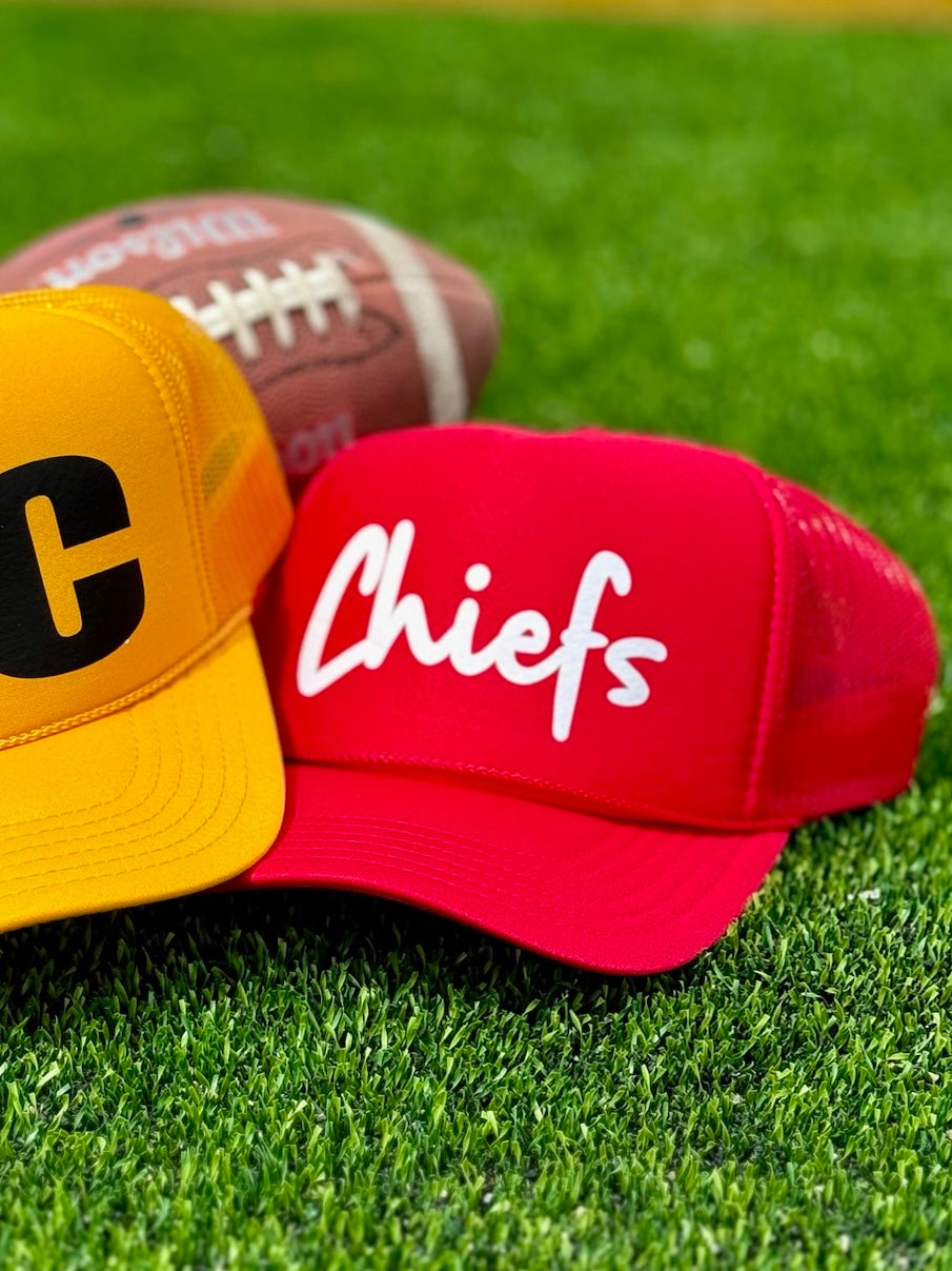 Hats Chiefs Script Red Trucker Cap by Randi Mahomes