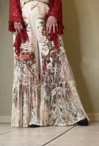 Tinsel & Traditions Sparkle Lace Wide Leg Pants by Origami