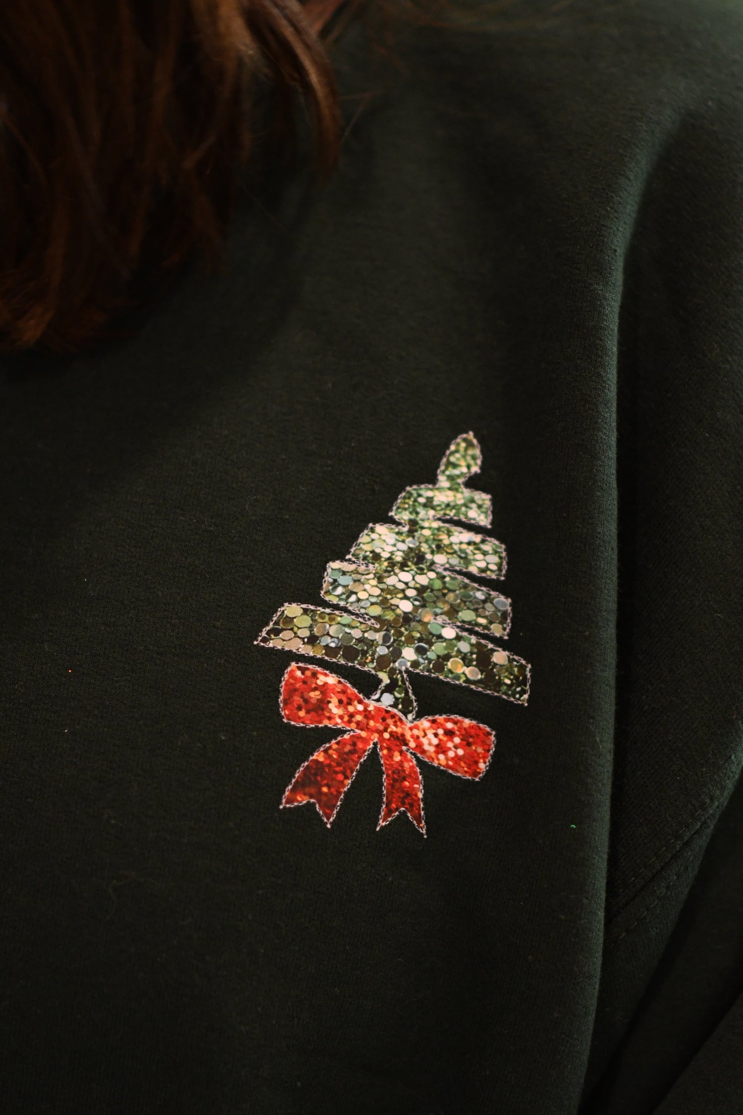 Mini Faux Sparkles Bow Tree Sweatshirt