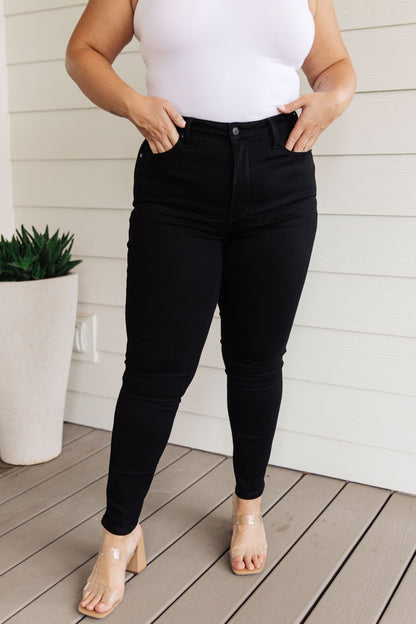 Denim Audrey High Rise Control Top Classic Skinny Jeans in Black