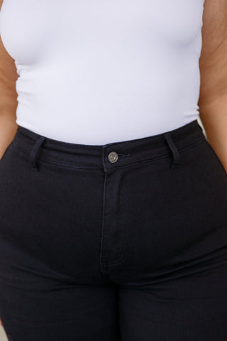 Denim August High Rise Wide Leg Crop Jeans in Black