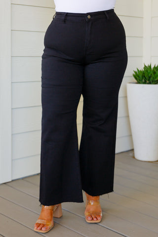 Denim August High Rise Wide Leg Crop Jeans in Black
