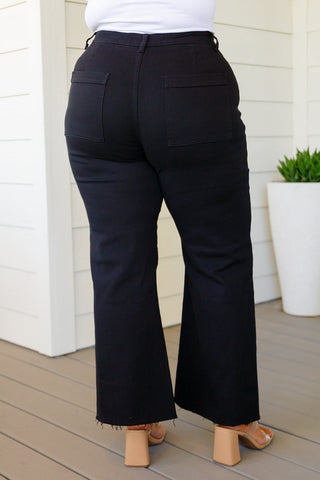 Denim August High Rise Wide Leg Crop Jeans in Black