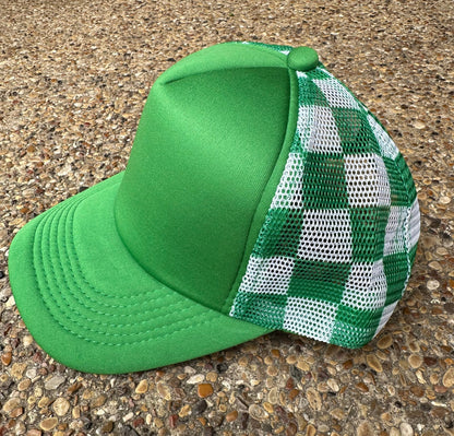 Green Checkered Trucker Hat