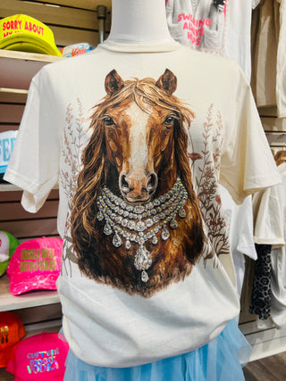 Horse Crystal Cream Graphic Tee