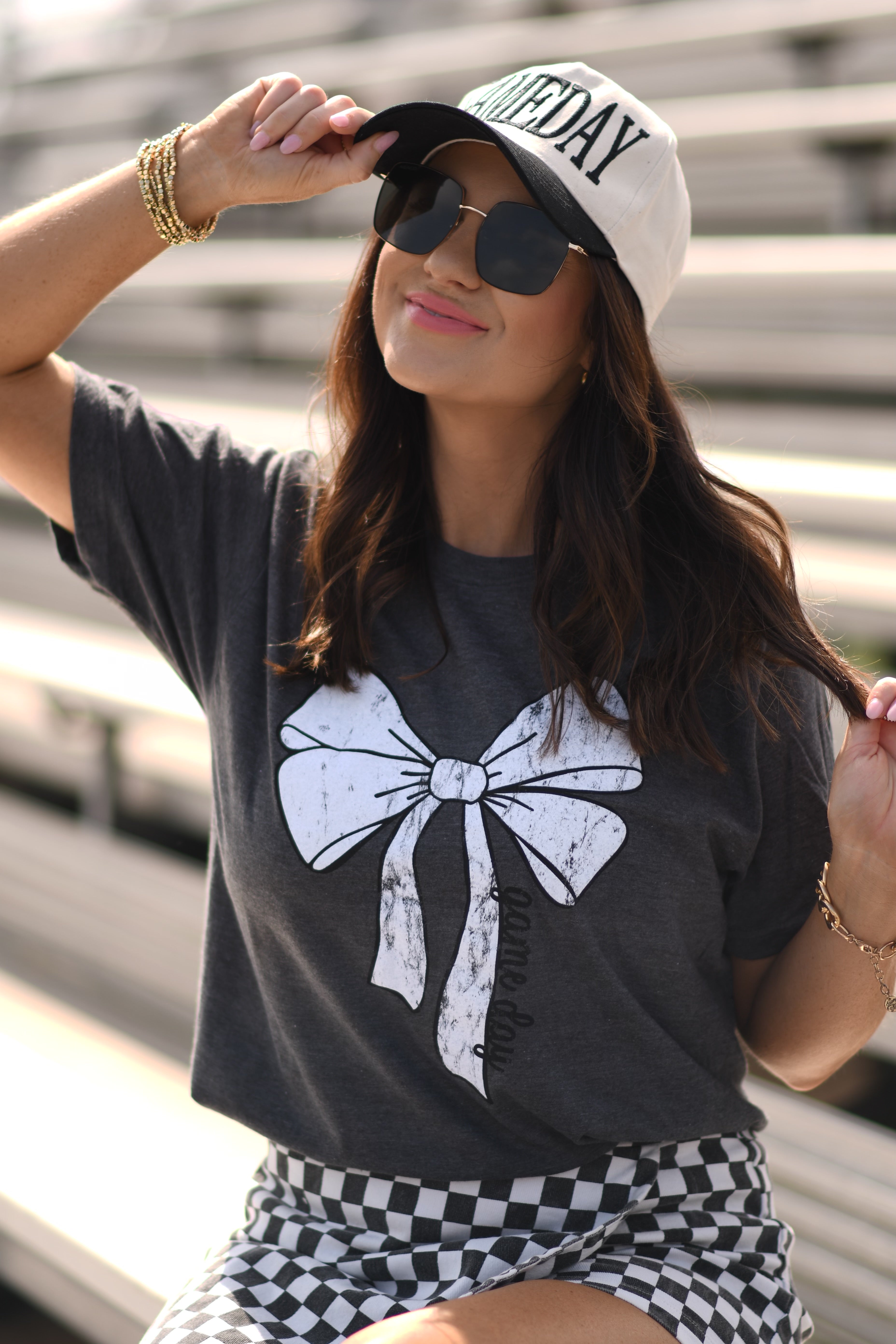 Black Game Day Bow Tee