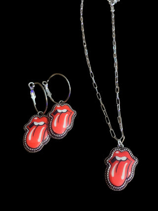 Main Character Rock Set | Tongue Necklace & Matching Earrings by Sandra Ling Designs