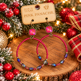 Berry Radiance Beaded Hoop Earrings by Pink Panache