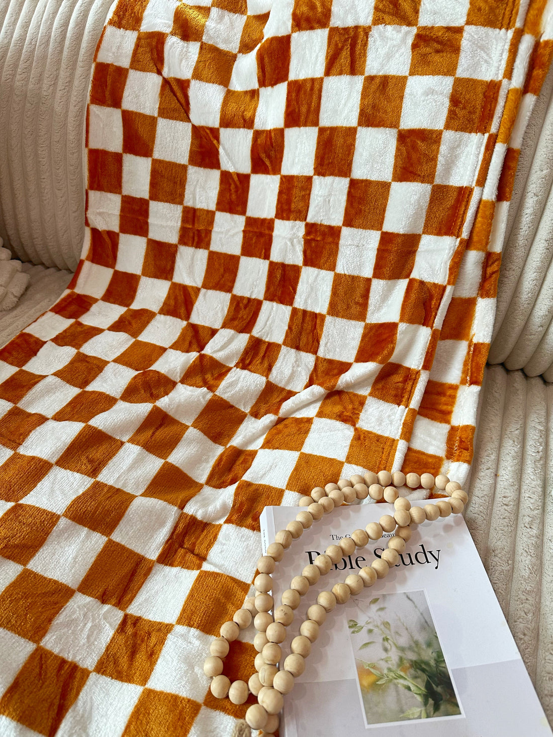 Gold  Checkered Throw Blanket