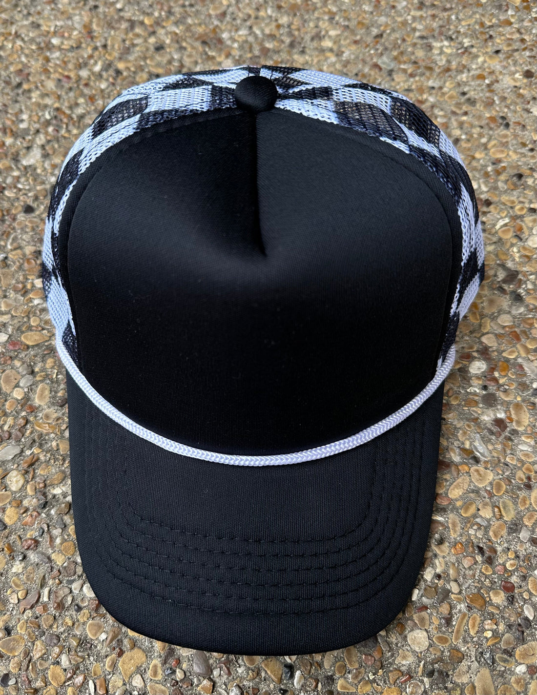 Black Checkered Trucker Hat