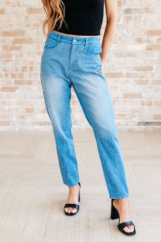Denim Beck and Call Rhinestone Pants
