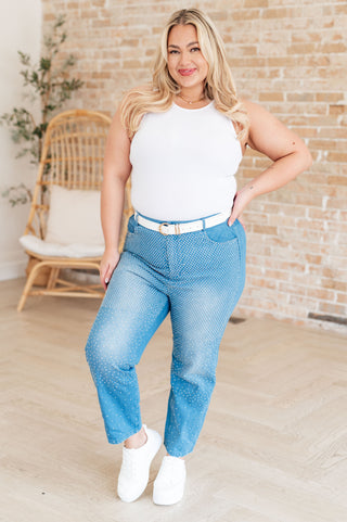 Denim Beck and Call Rhinestone Pants