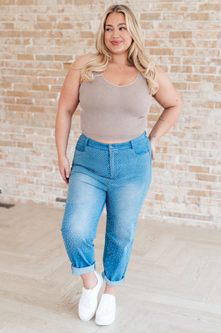 Denim Beck and Call Rhinestone Pants