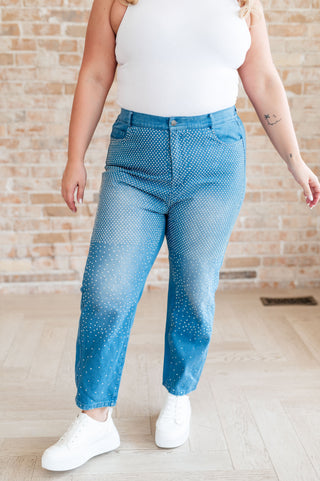 Denim Beck and Call Rhinestone Pants