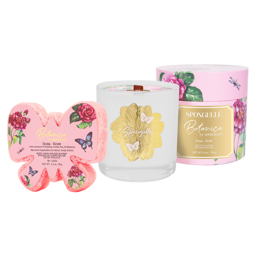 Rose Body Buffer &amp; Candle Set