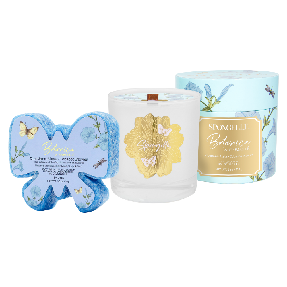 Tobacco Flower Body Buffer &amp; Candle Set