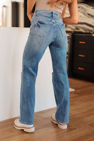 Denim Bree High Rise Control Top Distressed Straight Jeans
