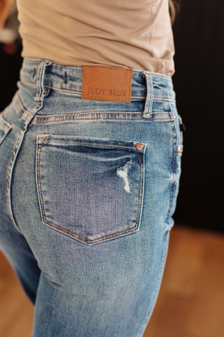 Denim Bree High Rise Control Top Distressed Straight Jeans