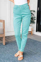 Denim Bridgette High Rise Garment Dyed Slim Jeans in Aquamarine