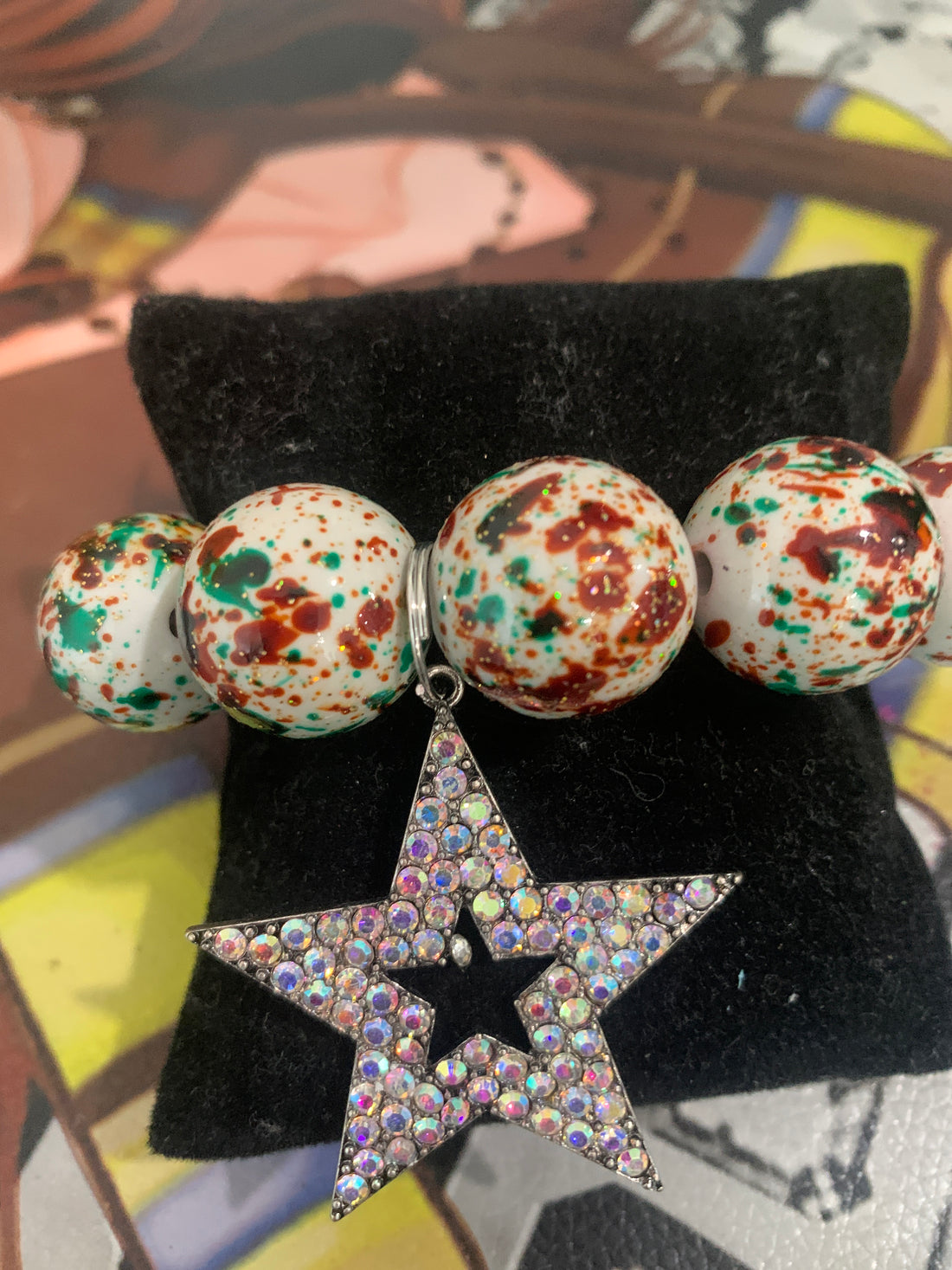 Paint Splatter Beads Christmas Star Bracelet