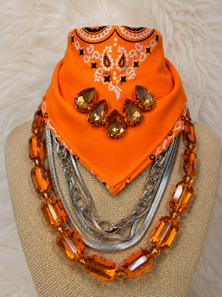 Orange Rebel Crystal Bandana by Sandra Ling Designs