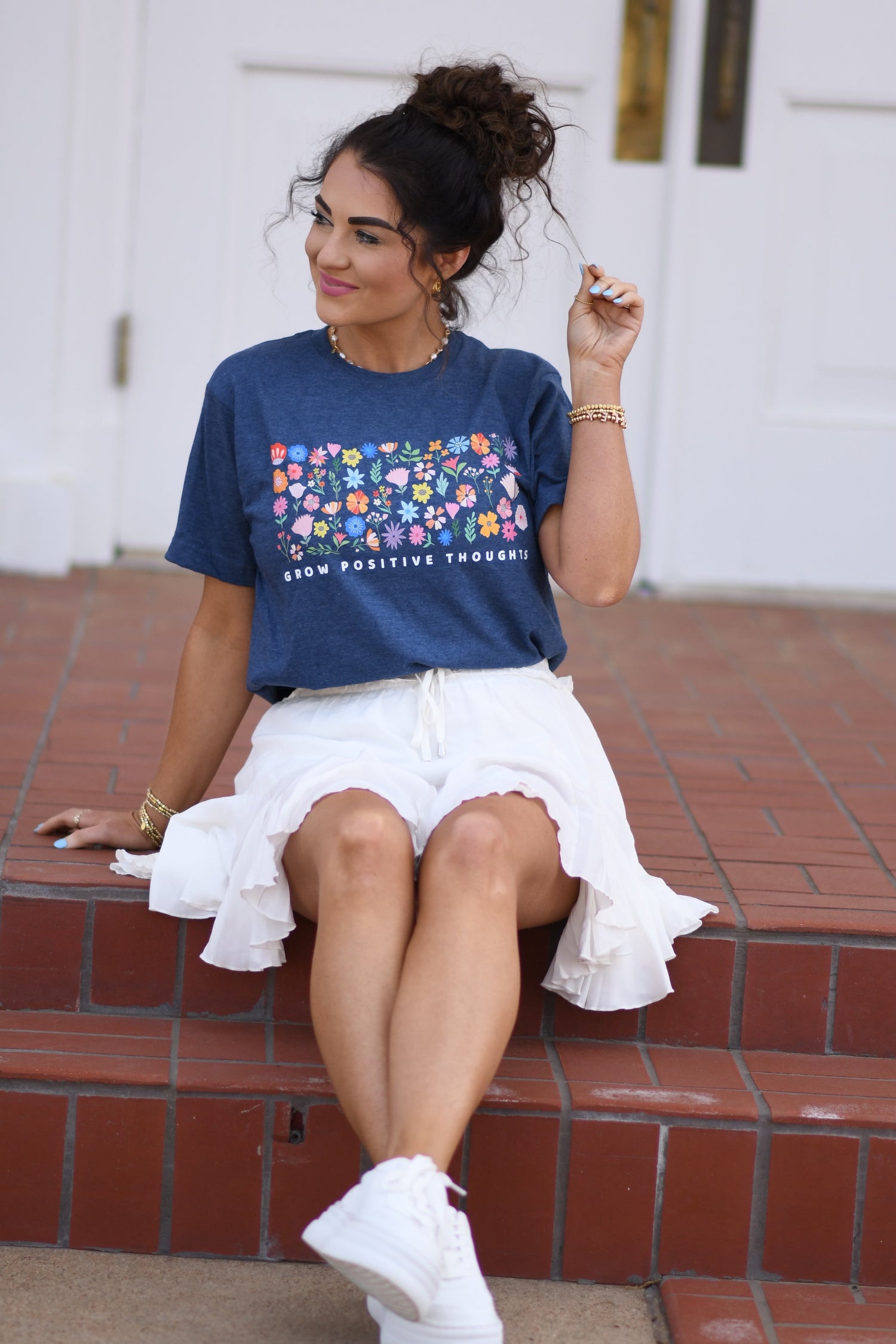 Grow Positive thoughts Floral Tee