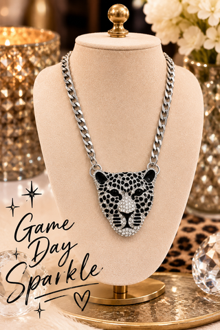 Leopard Rhinestone Pendant Necklace | Gold & Silver Animal Print Statement Jewelry