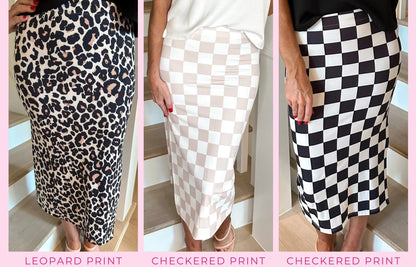 Checkmate &amp; Cheetah MIDI Skirts