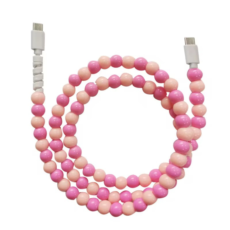 Pink &amp; Light Pink Combo Beaded Cell Phone Charger