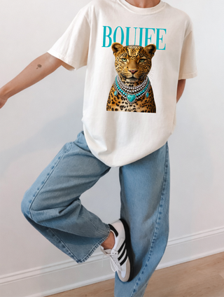 Boujee Leopard Cream Graphic Tee