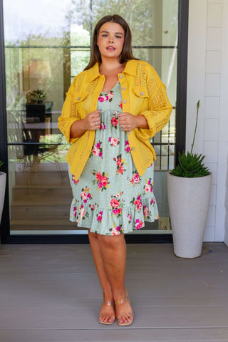 Tops Sweeter Than Nectar Lace Button Down in Honey